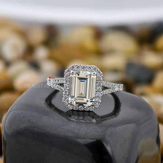 Emerald Cut Lab grown Diamond Engagement Ring 2 carat diamond 14 kt Gold Anniversary Wedding Proposal Ring For Her Wife Birthday Gift