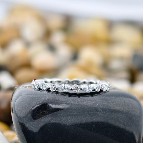 1.2 Ct Marquise shape Lab Grown Diamond Eternity Band 14K Gold Proposal Engagement Wedding Anniversary Gift for Her Wife Birthday Gift