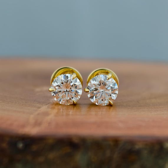 1 Carat Stud IGI Certified Lab Diamond Stud Earrings Round Cut 18KT Solid Gold Screw Back Stud For Her Birthday Gift Anniversary Gift