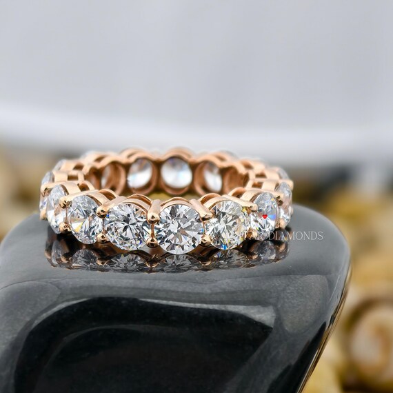 Round Shape Eternity Band Lab Diamond Wedding band 14K Gold Proposal Engagement Gift Anniversary Gift for Her Wife Birthday Gift 4.50 tcw