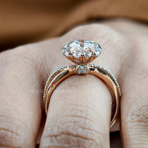Round Cut Wedding Ring Bypass Shank Ring Lab Grown Diamond Engagement Ring Round Cut Solitaire Ring 14KT Solid Rose Gold Anniversary Gift