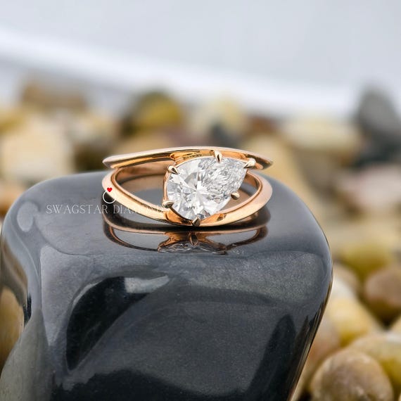 2 Ct Pear Shape Lab Diamond ring Engagement Ring 14K Gold Ring Anniversary Wedding Proposal Gift For Her Girlfriend Wife Birthday Gift