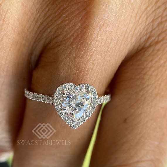 Heart Shaped Gold Ring Lab grown diamond 2 carat Lab Diamond Ring, Gift for Her, Wedding Diamond Ring, Gold Rings, Jewellery for Women