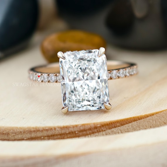 2 Ct Radiant Cut Lab Grown Diamond Engagement Ring 14K Gold Anniversary Wedding Proposal Ring For Her Girlfriend Wife Birthday Gift