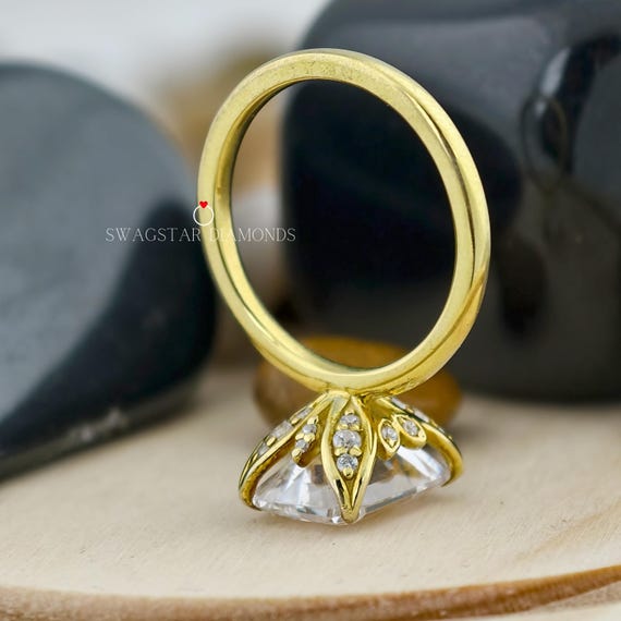 5CT Tulip Set Radiant Cut Lab Diamond Ring / IGI Certified Lab Grown Diamond Ring / Engagement Ring For Her / Radiant Cut Unique Ring 14kt