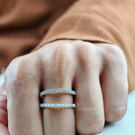 Round Cut Lab Grown Diamond, Double Pave Setting Engagement Ring, 1.26 CT Diamond Ring, 14K Solid Yellow Gold Ring For Her, unique ring Gift