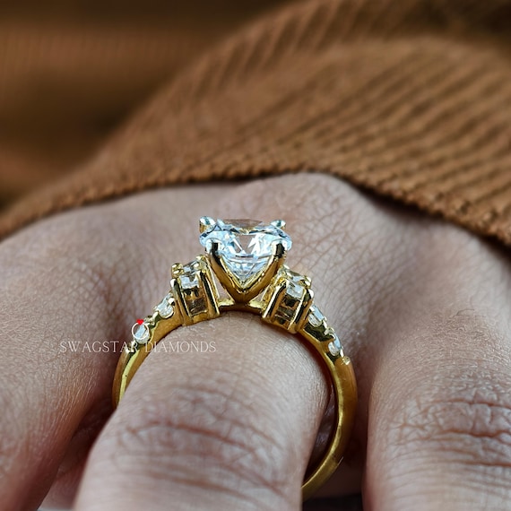 2CT Round Cut Lab Diamond Engagement Ring Cluster Diamond Ring IGI Certified Lab Grown Diamond Ring Wedding Ring Vintage Style Ring For Her