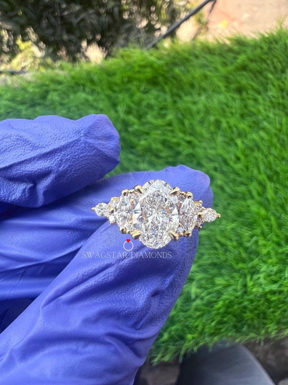 Oval Cut Lab Grown Diamond Engagement Ring, 2 Carat Lab Diamond Ring, Gift for Her, Wedding Diamond Ring, Gold Rings, Jewellery for Women