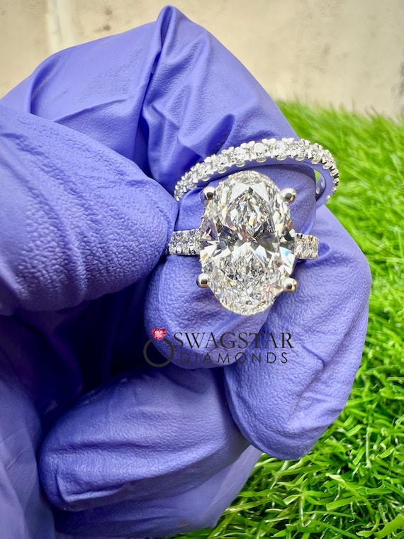 Oval Cut Lab Grown Diamond wedding Ring Hidden Halo Wedding Ring Diamond Ring for Women Anniversary Gift Oval Cut Diamond Ring 3.10 carat