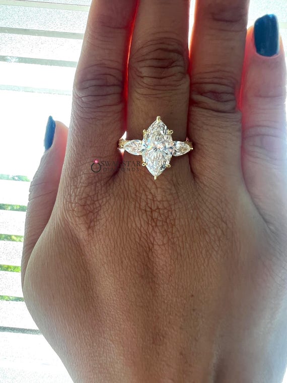 3.00 CT Marquise Cut Lab Grown Diamond Engagement Ring, IGI Certified