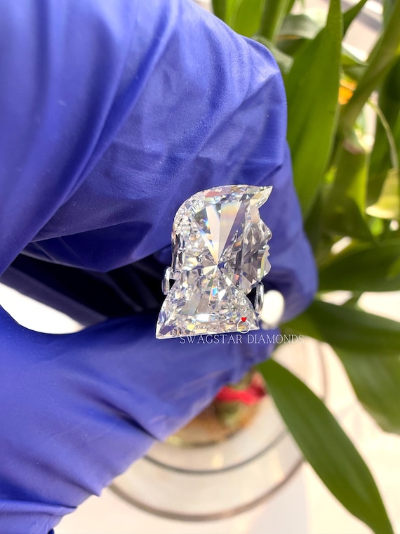 Donald Trump Shape Lab Grown Diamond: US President Pendant, Ring, Earrings (3.20 Carat)