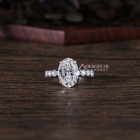3 carat Oval cut Lab Grown Diamond ring CVD Engagement Ring IGI Certified Oval Diamond Anniversary Ring 14K Solid Gold Ring Wedding Ring