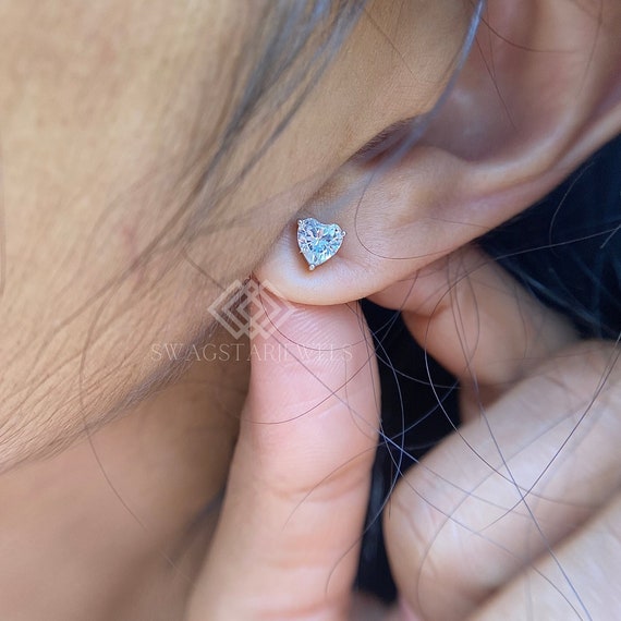 1 CT Heart Cut Lab Grown Diamond Stud Earrings 14K Gold Anniversary Wedding Gift For Her Girlfriend Wife Birthday Gift