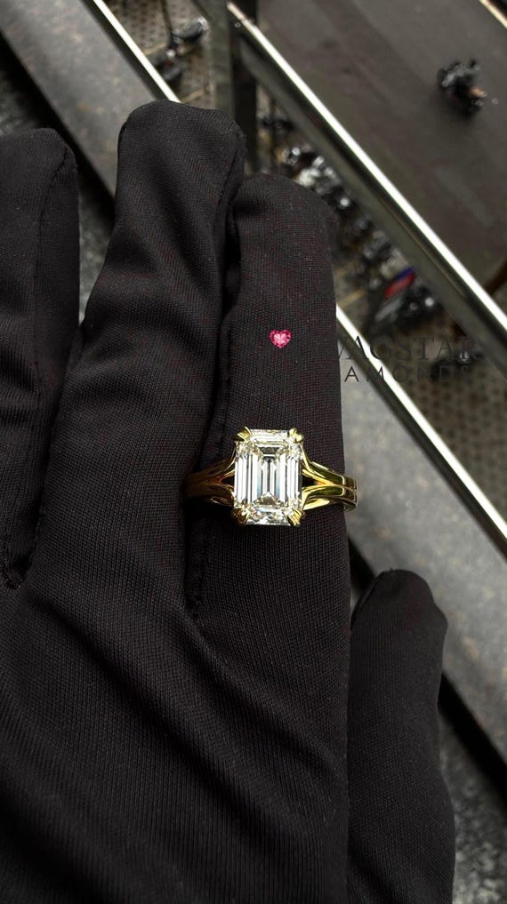 5CT Emerald Cut Engagement Ring / Emerald Cut Lab Grown Diamond Ring / Men’s and Women’s Emerald Cut Statement Ring / Anniversary Ring Gift