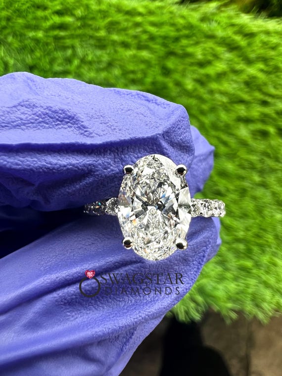 2.50 Ct Oval Cut Lab Grown Diamond Engagement Ring Hidden Halo Wedding Ring Diamond Ring for Women Anniversary Gift Oval Cut Diamond Ring