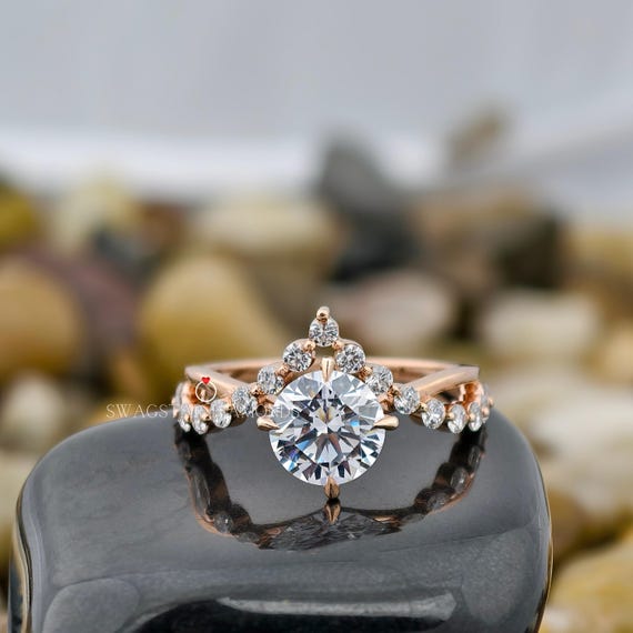 Round Cut  Real Lab Grown Diamond Engagement Ring 2 Carat Lab Diamond Ring Gift for Her Wedding Diamond Ring Gold Ring Jewellery for Women