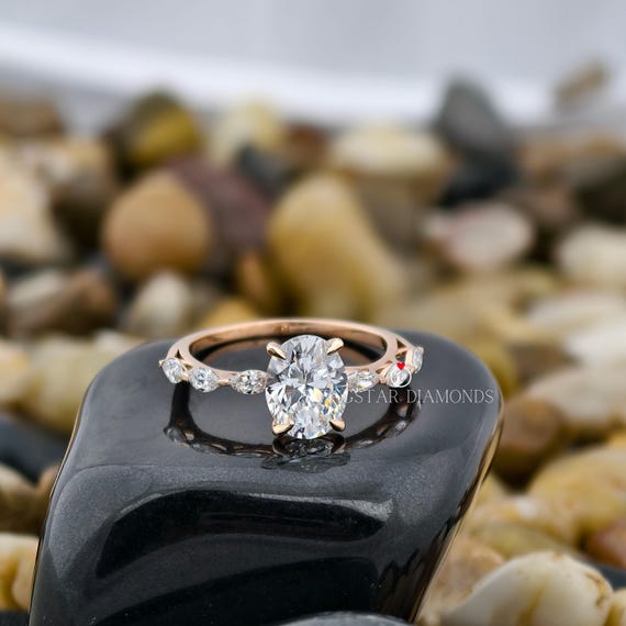 2.6 Ct Oval Shape Lab Grown Diamond Engagement Ring 14K Gold Anniversary Wedding Proposal Ring Gift For Her Girlfriend Wife Birthday Gift