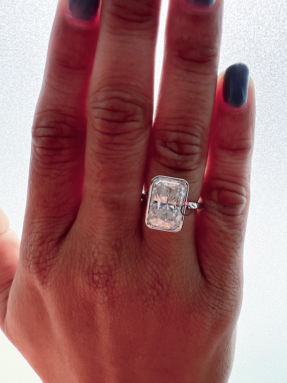 5 Carat Radiant Cut Lab Grown Diamond Bezel Set Engagement Ring | Men’s & Women’s Jewelry | Radiant Cut Lab Diamond Ring | Engagement Ring