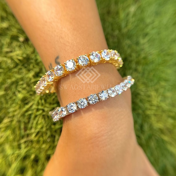 16 Ct Round Shape Lab Grown Diamond Tennis Bracelet Round 14K Gold Anniversary Wedding Gift For Her Girlfriend Wife Birthday Gift
