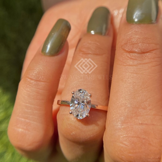 2 CT's Oval Shape Lab Grown Diamond Engagement Ring 14K Gold Anniversary Wedding Proposal Ring Gift For Her Girlfriend Wife Birthday Gift