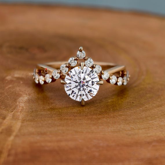 2CTRound Cut Moissanite Diamond Engagement Ring Wedding Ring Promise Ring Anniversary 925 Sterling Silver Bridal Gift 2 Ct Diamond