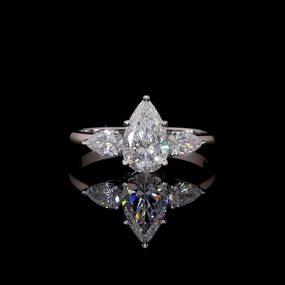 2 Carat Pear shape Lab Grown Diamond Ring Engagement Ring 14K Gold Ring Anniversary Wedding Gift For Her Girlfriend Wife Birthday Gift