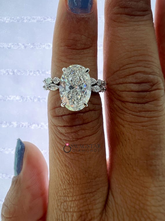 3 CT Oval Cut Lab Diamond Bridal Set Ring Wedding Ring 14K Gold Anniversary Engagement Proposal Ring Gift For Her Girlfriend Birthday Gift