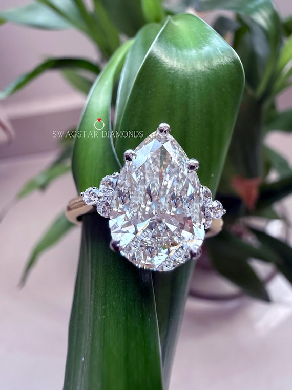 3 carat Pear shape Lab grown Diamond Ring IGI Certified Diamond Ring for Her, Engagement Ring, Anniversary Gifts, Rings for Women 3.21 tcw