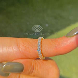 Princess Cut Diamond Eternity Wedding Band, 3.96 tcw Lab Grown Diamond Band, Anniversary Ring, Stackable Band, Diamond Wedding Band For Gift