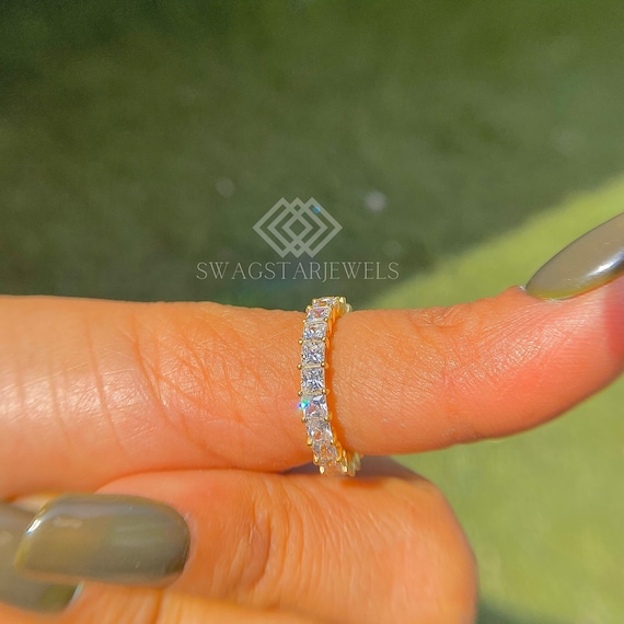 Princess Cut Diamond Eternity Wedding Band, 3.96 tcw Lab Grown Diamond Band, Anniversary Ring, Stackable Band, Diamond Wedding Band For Gift