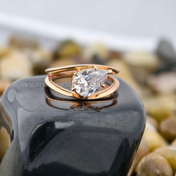 2 Ct Pear Shape Lab Diamond ring Engagement Ring 14K Gold Ring Anniversary Wedding Proposal Gift For Her Girlfriend Wife Birthday Gift