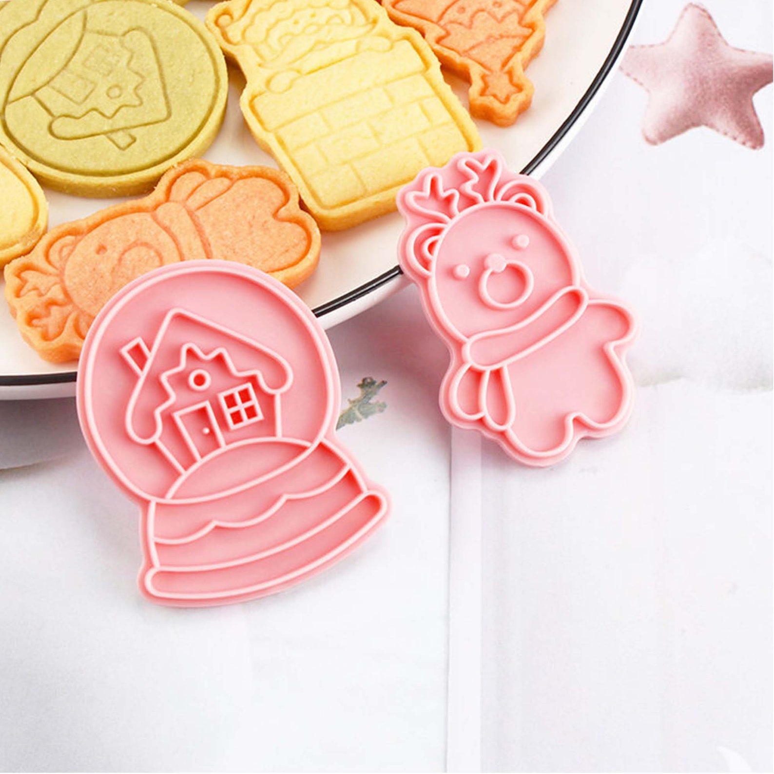 Christmas Cookie Cutter And Stamp Set 6Pieces Cookie Press Etsy