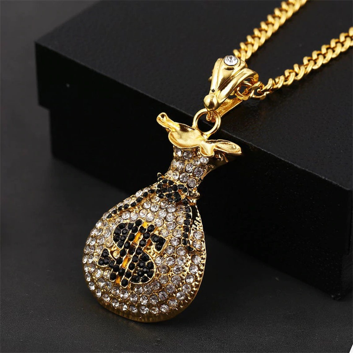 Hip Hop Schmuck Mode Dollar Zeichen Geld Tasche große ...