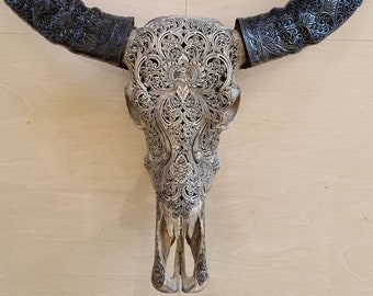 Hand-carved Buffalo Skull Wall Art