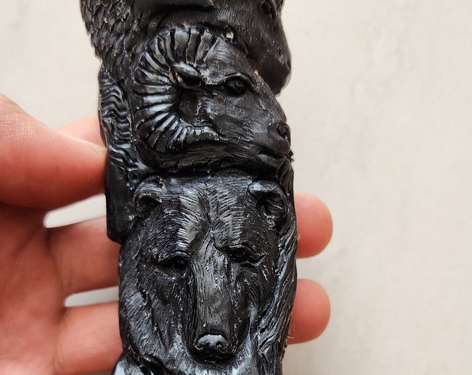 Black Horn handle carving indian for knife handle