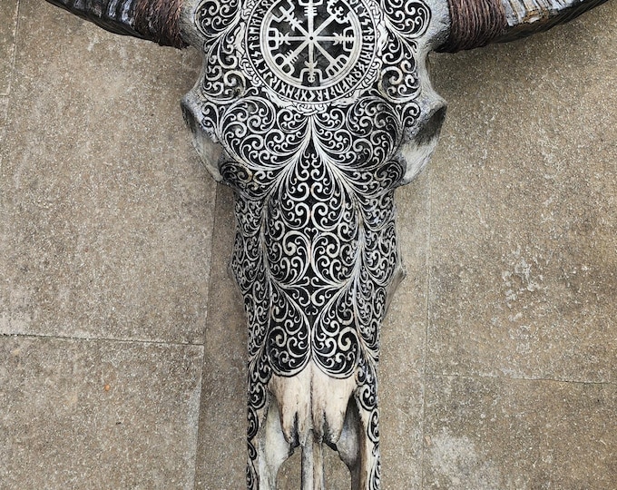 carve buffalo skull viking grey