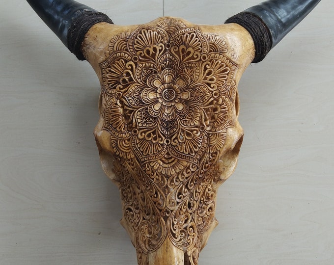 carved cow skull Mandala
