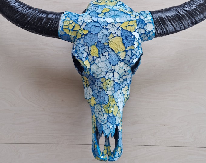BUFFALO SKULL glass mosaic mirror