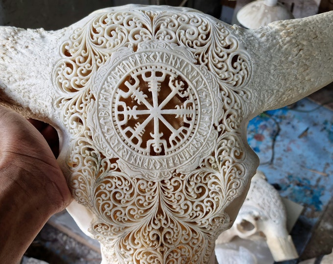 carved buffalo skull viking