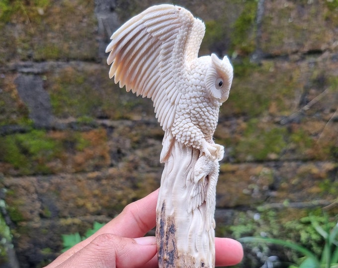 Moose antler carving owl 3d for gift