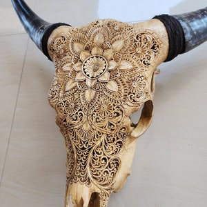carved cow skull mandala