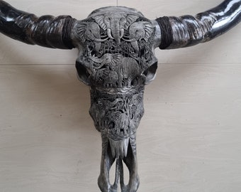carve buffalo skull elephant