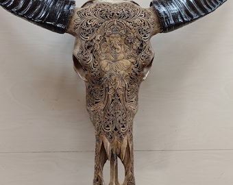 carved buffalo skull Ganesa budha
