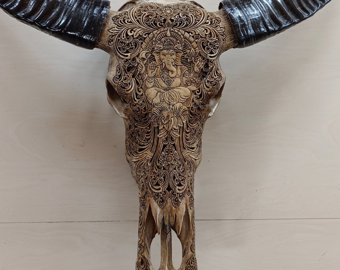 carved buffalo skull Ganesa budha