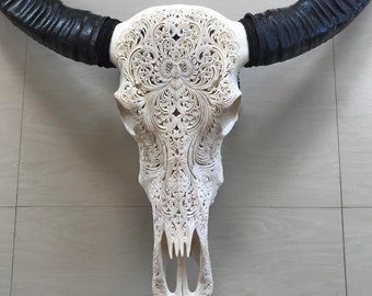 side Skjult Den aktuelle Carved Buffalo Skull | Etsy