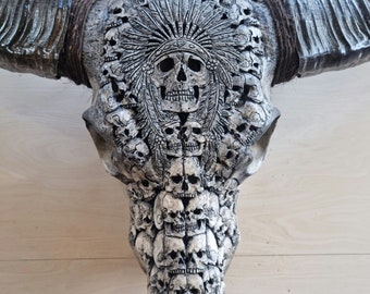 Carve buffalo skull carving indian skull