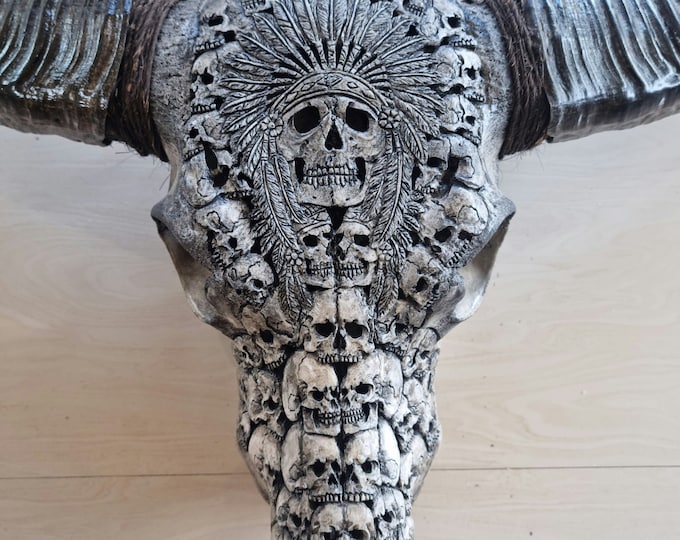 Carve buffalo skull carving indian skull
