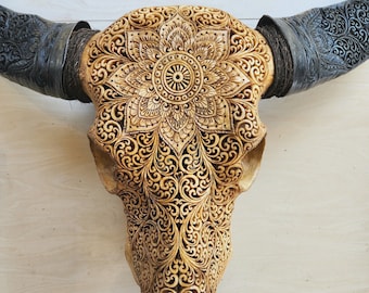 carve skull buffalo Mandala