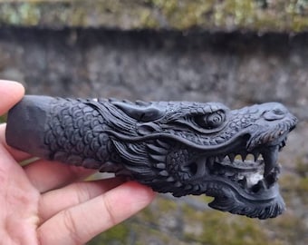 Knife Handle Dragon black buffalo horn