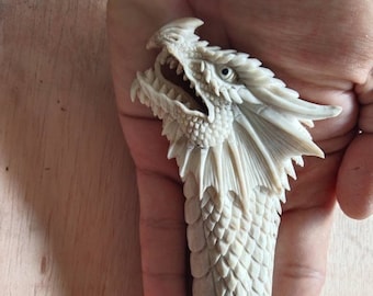 Deer antler carving dragon for knife handle